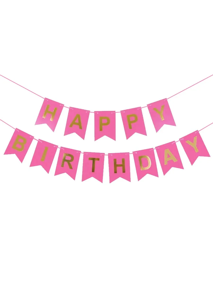 ГирляндкаФлажкиHappyФуксия